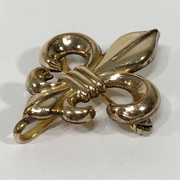 PSCO 12K Gold Filled Vintage French Fleur De Lis Watch Pin Brooch